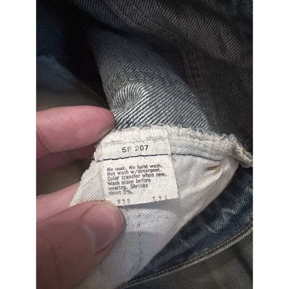 VTG 70’s Levi’s Orange Tab Bellbottom Flare Faded Denim Jeans Real Size 31 X 32 - Picture 8 of 11